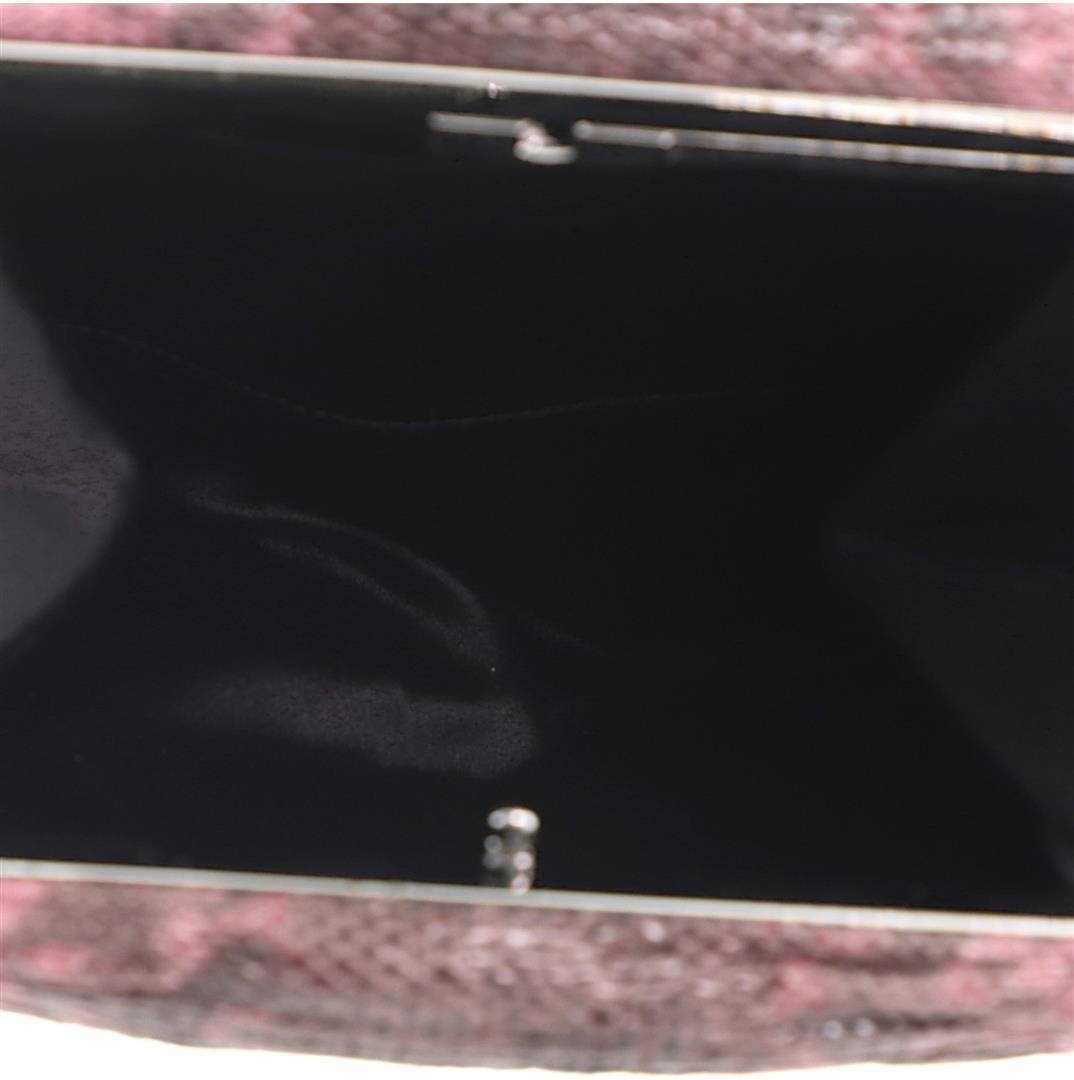 Gucci Frame Square Clutch Wrinkled Snakeskin Red