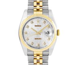 Rolex Mens Two Tone Sapphire Quickset Silver Jubilee Diamond Dial Datejust With