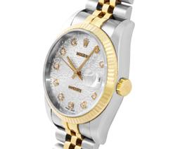 Rolex Mens Two Tone Sapphire Quickset Silver Jubilee Diamond Dial Datejust With
