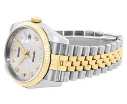 Rolex Mens Two Tone Sapphire Quickset Silver Jubilee Diamond Dial Datejust With