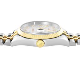 Rolex Mens Two Tone Sapphire Quickset Silver Jubilee Diamond Dial Datejust With