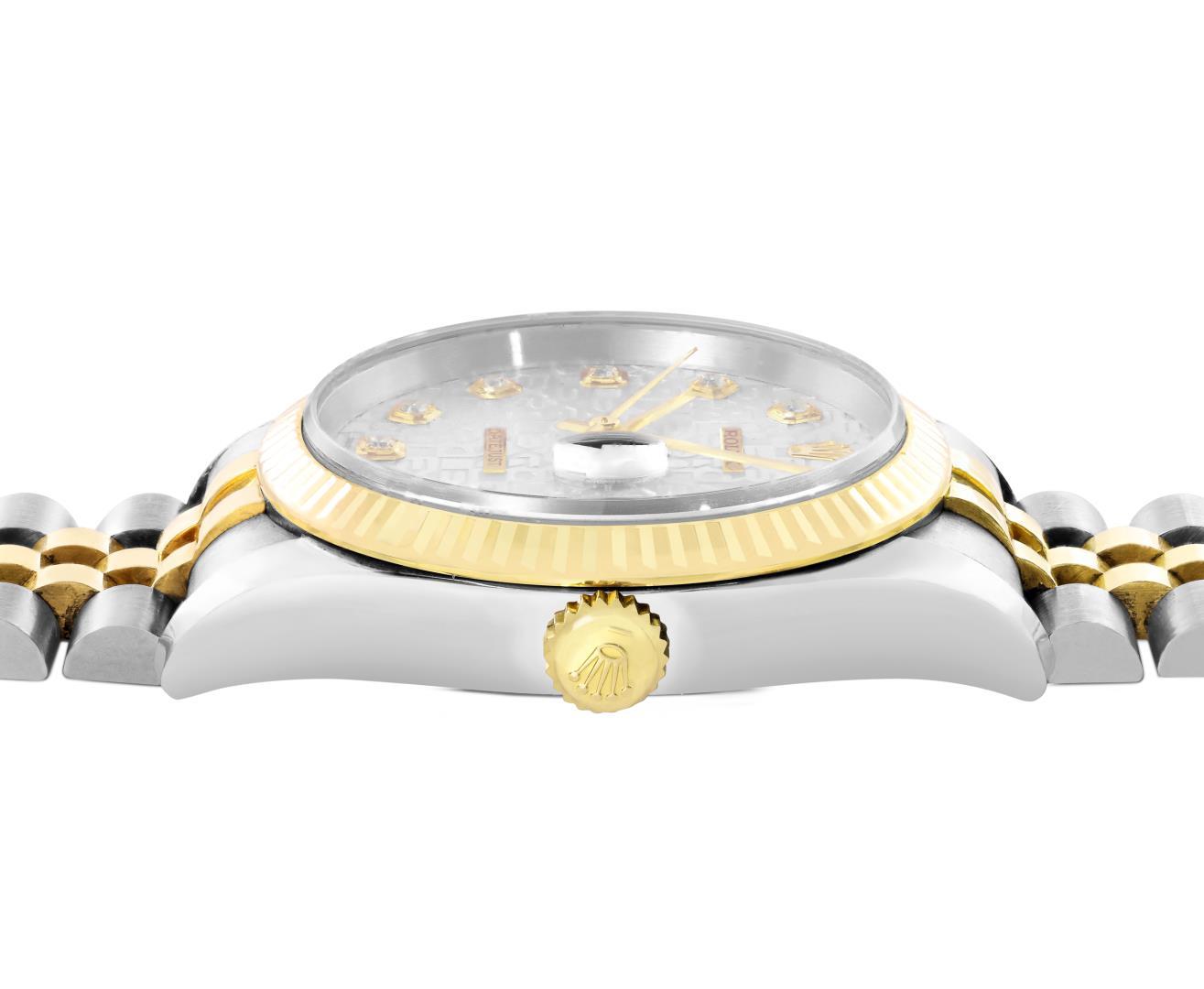 Rolex Mens Two Tone Sapphire Quickset Silver Jubilee Diamond Dial Datejust With