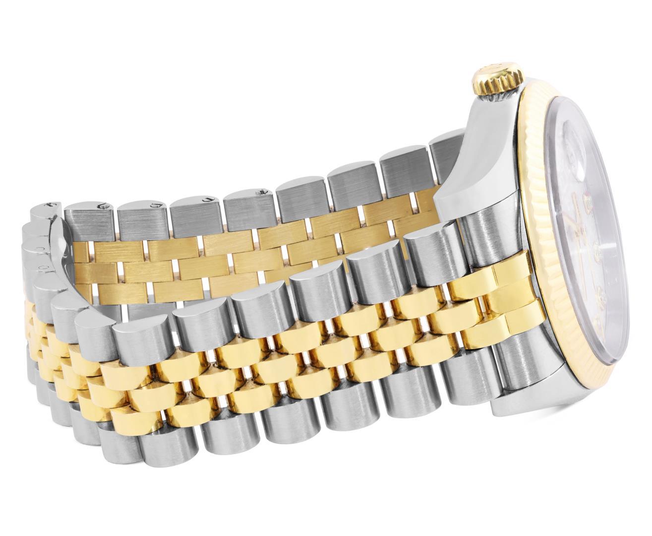 Rolex Mens Two Tone Sapphire Quickset Silver Jubilee Diamond Dial Datejust With
