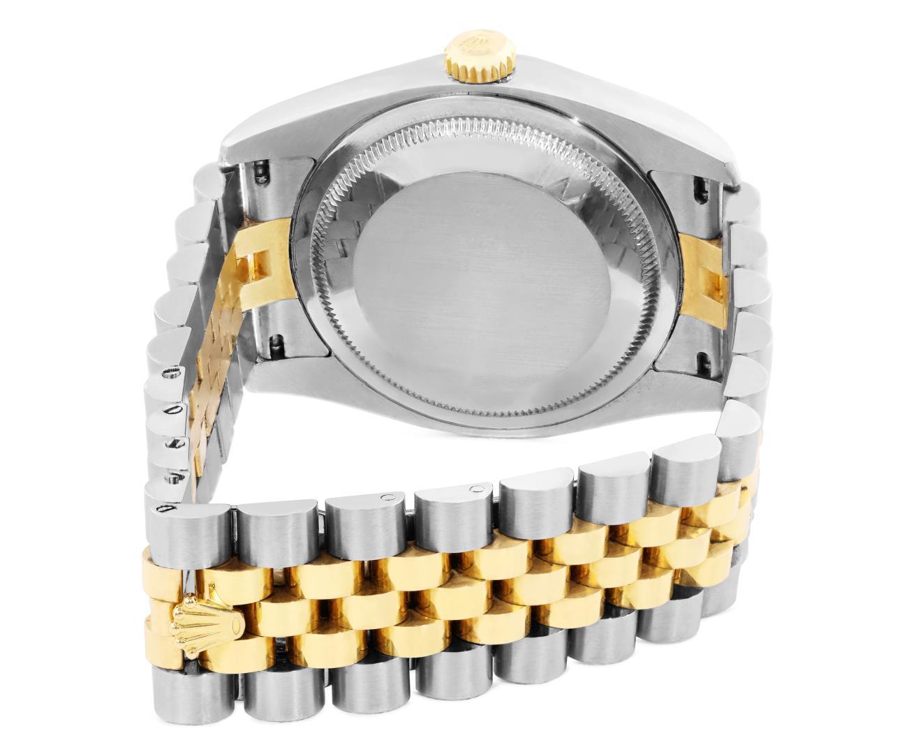 Rolex Mens Two Tone Sapphire Quickset Silver Jubilee Diamond Dial Datejust With