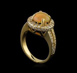 1.48 ctw Opal and Diamond Ring - 14KT Yellow Gold