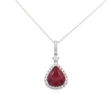 Fashion Pear Shaped Ruby & Diamond Pendant and Chain