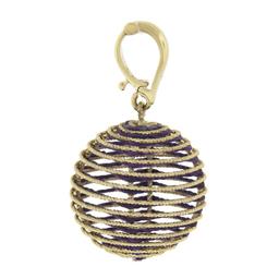 Milor 14k Gold Twisted Wire Coiled Ball Sphere Enhancer Pendant w/ Purple String