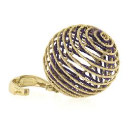 Milor 14k Gold Twisted Wire Coiled Ball Sphere Enhancer Pendant w/ Purple String