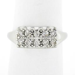 Vintage 14k White Gold.45 ctw Dual Two Row Round Fishtail Prong Diamond Band Rin