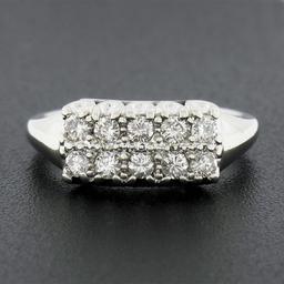 Vintage 14k White Gold.45 ctw Dual Two Row Round Fishtail Prong Diamond Band Rin