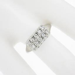Vintage 14k White Gold.45 ctw Dual Two Row Round Fishtail Prong Diamond Band Rin