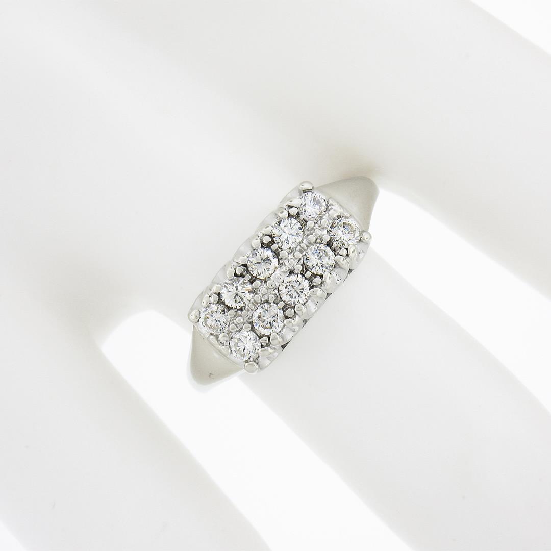 Vintage 14k White Gold.45 ctw Dual Two Row Round Fishtail Prong Diamond Band Rin