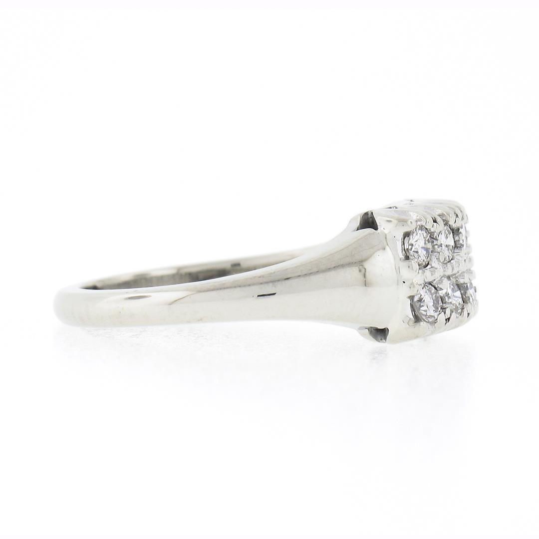 Vintage 14k White Gold.45 ctw Dual Two Row Round Fishtail Prong Diamond Band Rin