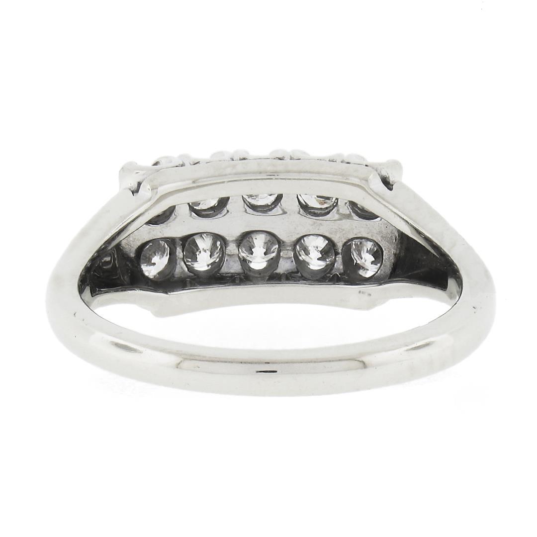 Vintage 14k White Gold.45 ctw Dual Two Row Round Fishtail Prong Diamond Band Rin