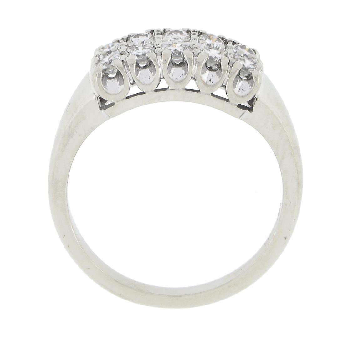 Vintage 14k White Gold.45 ctw Dual Two Row Round Fishtail Prong Diamond Band Rin
