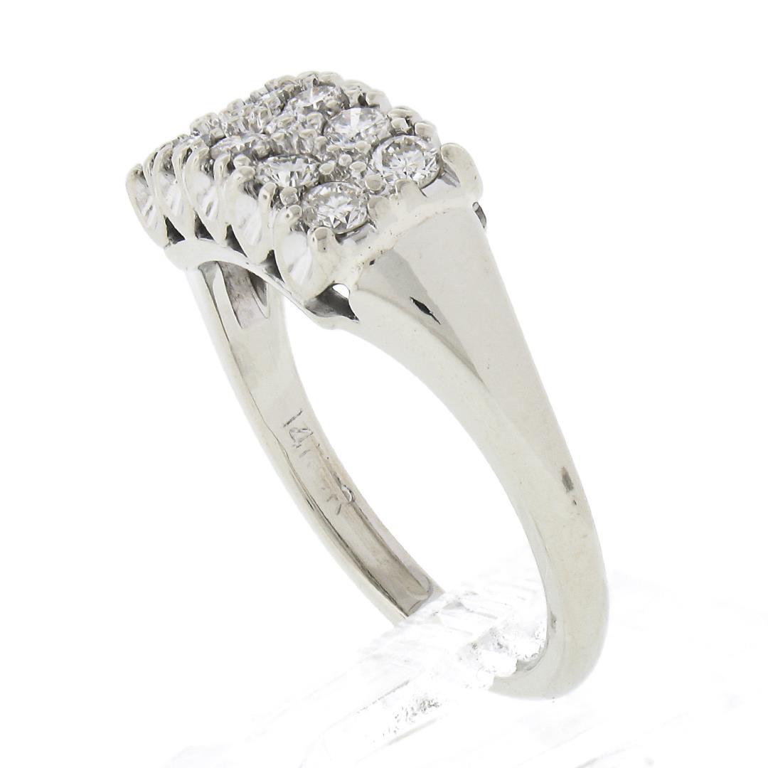 Vintage 14k White Gold.45 ctw Dual Two Row Round Fishtail Prong Diamond Band Rin