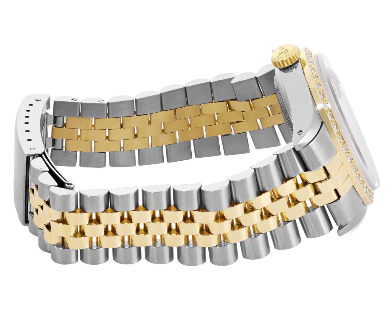 Rolex Mens Two Tone Champagne Index Dial 18K Yellow Gold Diamond Bezel Datejust