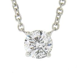 New 14K Gold.38 ctw Round Brilliant Diamond Solitaire Pendant w/ Adjustable Chai