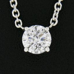 New 14K Gold.38 ctw Round Brilliant Diamond Solitaire Pendant w/ Adjustable Chai