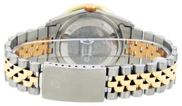 Rolex Mens Two Tone Black String 3CTW Channel Set Diamond Datejust Wristwatch 36