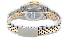 Rolex Mens Two Tone Black String 3CTW Channel Set Diamond Datejust Wristwatch 36