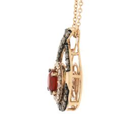 Le Vian 14k Gold Round Tangerine Fire Opal & Diamond Teardrop Pendant w/ Chain