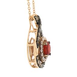 Le Vian 14k Gold Round Tangerine Fire Opal & Diamond Teardrop Pendant w/ Chain