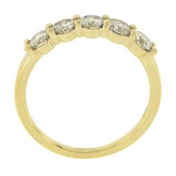 NEW 18k Gold .92 ctw Round Low Profile Light Brown Diamond 5 Stone Stack Band Ri