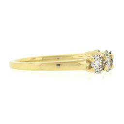NEW 18k Gold .92 ctw Round Low Profile Light Brown Diamond 5 Stone Stack Band Ri