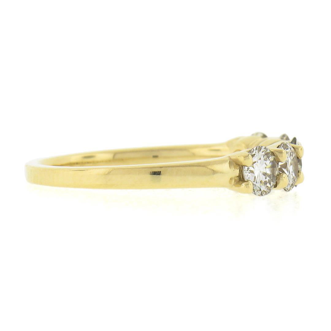 NEW 18k Gold .92 ctw Round Low Profile Light Brown Diamond 5 Stone Stack Band Ri