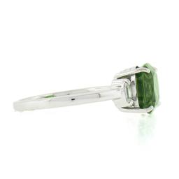 14K White Gold 3.04 ctw Cushion Green Chrome Tourmaline w/ Diamond Accent Ring