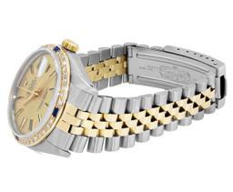 Rolex Mens Two Tone Champagne Index Dial Diamond And Sapphire Datejust With Role