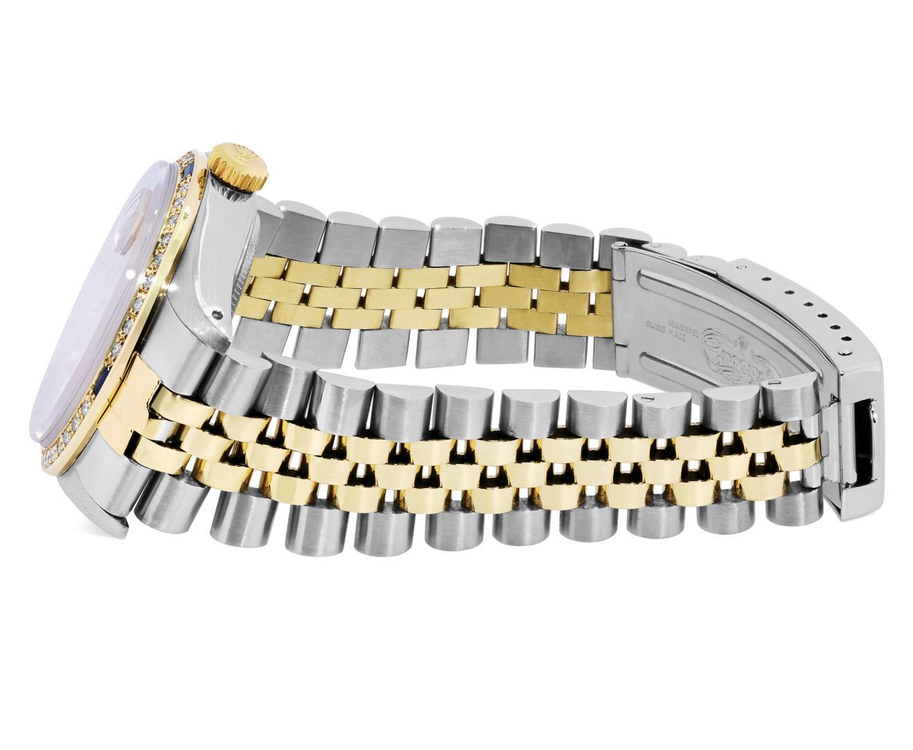 Rolex Mens Two Tone Champagne Index Dial Diamond And Sapphire Datejust With Role