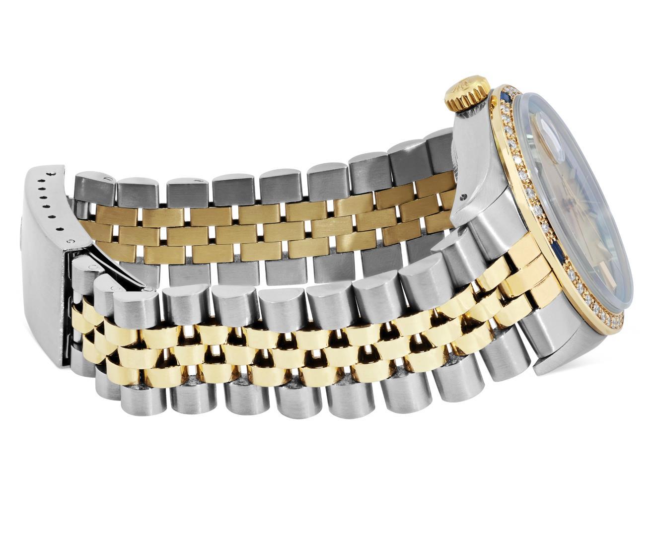 Rolex Mens Two Tone Champagne Index Dial Diamond And Sapphire Datejust With Role