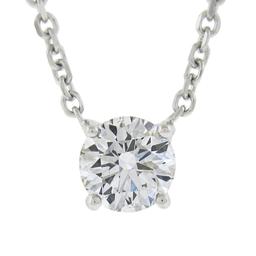 New 14K Gold .47 ctw Round Brilliant Diamond Solitaire Pendant w/ Adjustable Cha