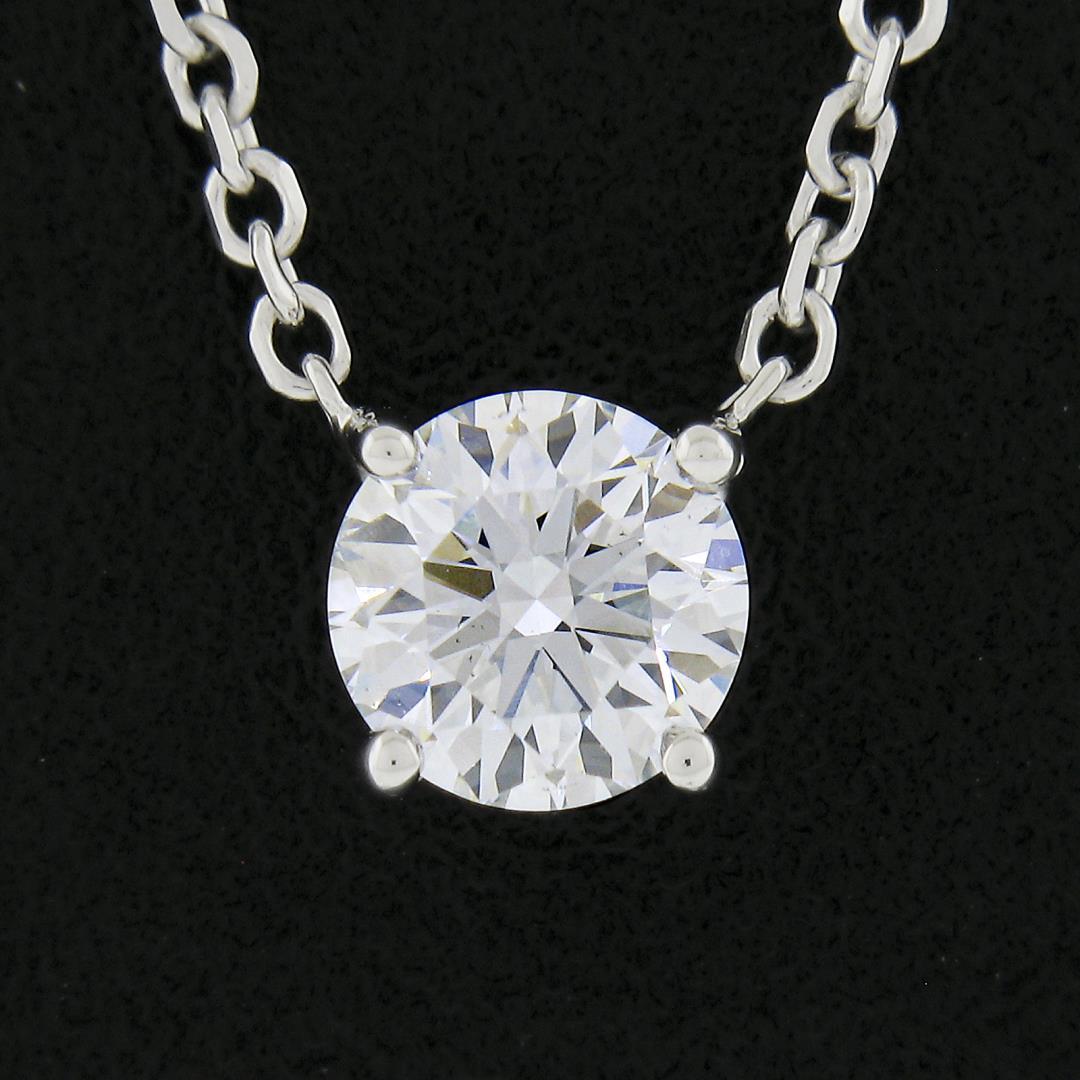 New 14K Gold .47 ctw Round Brilliant Diamond Solitaire Pendant w/ Adjustable Cha