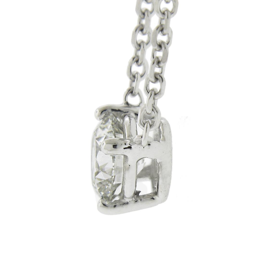 New 14K Gold .47 ctw Round Brilliant Diamond Solitaire Pendant w/ Adjustable Cha