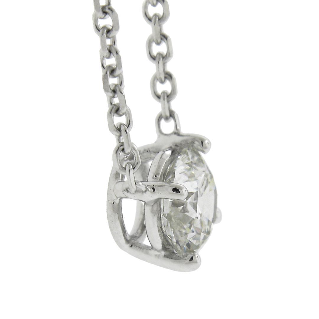 New 14K Gold .47 ctw Round Brilliant Diamond Solitaire Pendant w/ Adjustable Cha