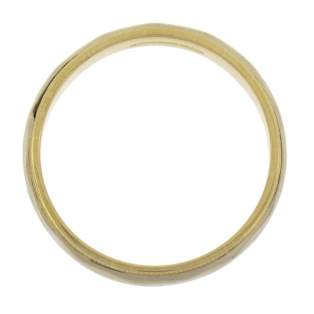 Classic 18k TT Gold Faceted Center w/ Milgrain Eternity Stackable Band Ring