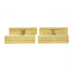 Tiffany & Co. 18k Yellow Gold Textured Polished Geometric Dual Box Men Cufflinks