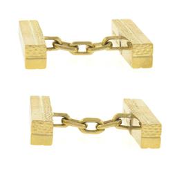 Tiffany & Co. 18k Yellow Gold Textured Polished Geometric Dual Box Men Cufflinks