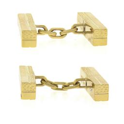 Tiffany & Co. 18k Yellow Gold Textured Polished Geometric Dual Box Men Cufflinks