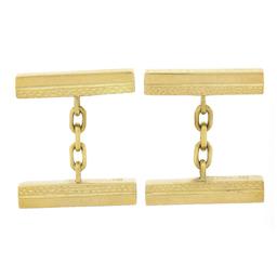 Tiffany & Co. 18k Yellow Gold Textured Polished Geometric Dual Box Men Cufflinks