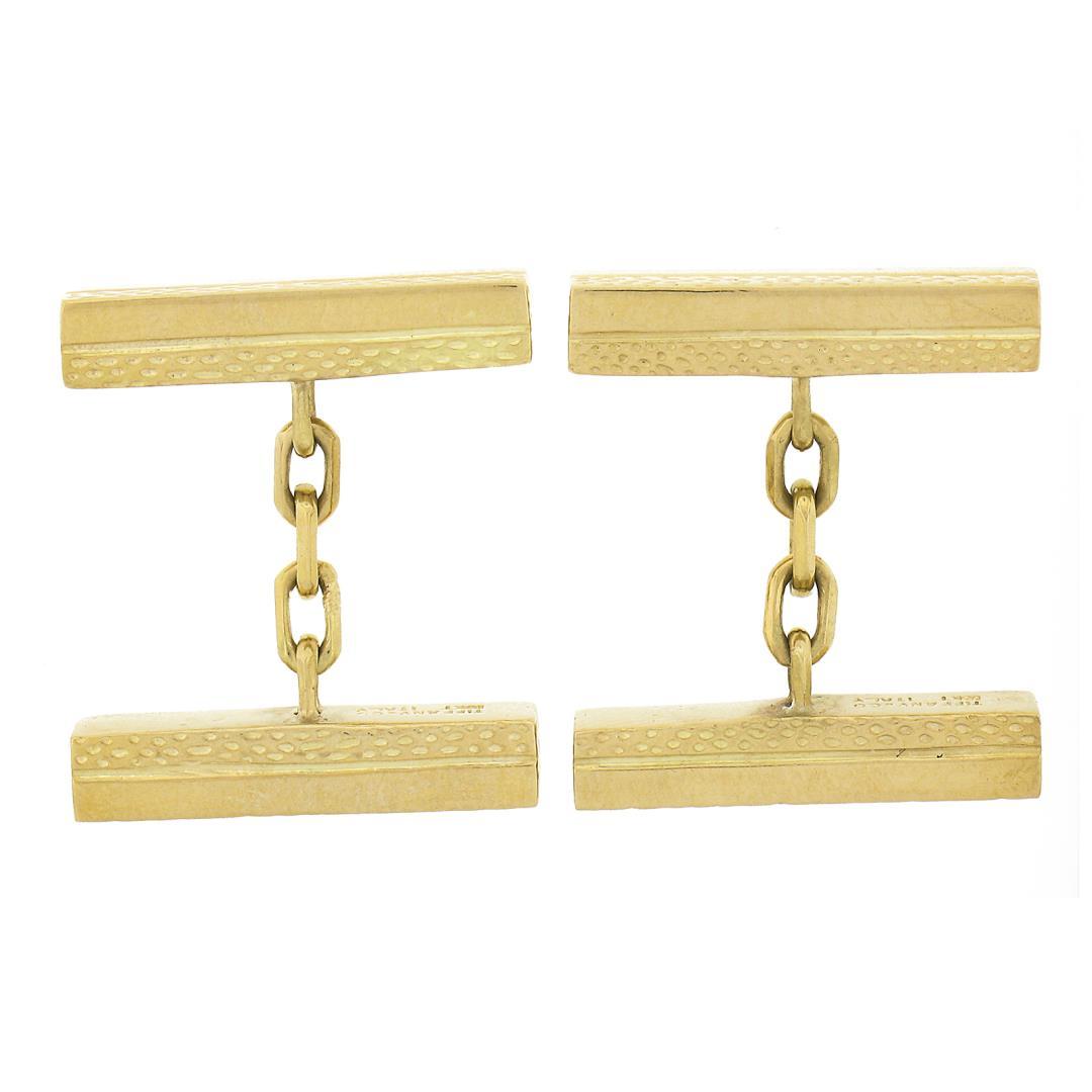 Tiffany & Co. 18k Yellow Gold Textured Polished Geometric Dual Box Men Cufflinks