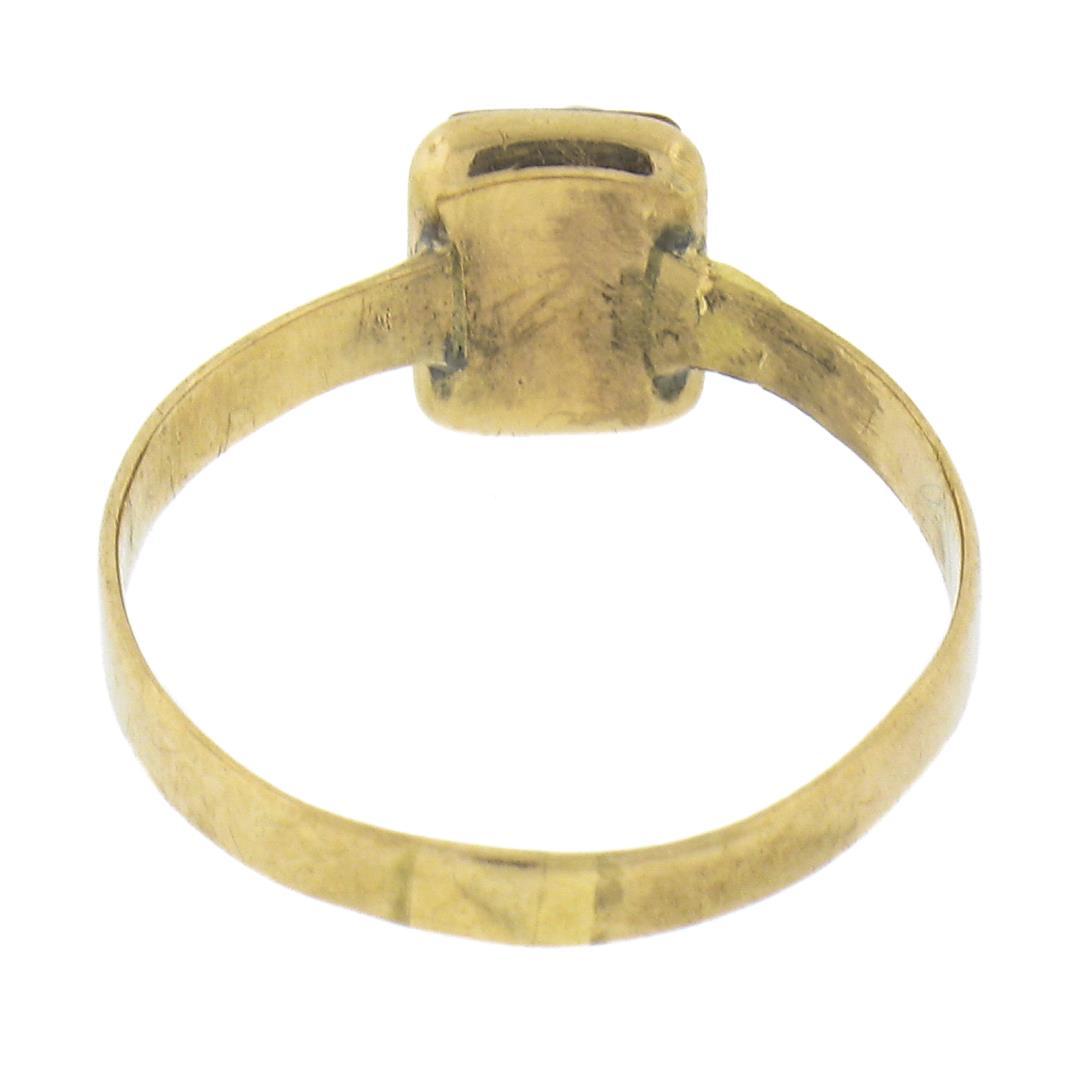 Antique Victorian 10k Gold Petite Bezel Set Rectangular Carved Agate Cameo Ring