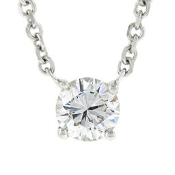 New 14K Gold.33 ctw Round Brilliant Diamond Solitaire Pendant w/ Adjustable Chai