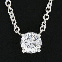 New 14K Gold.33 ctw Round Brilliant Diamond Solitaire Pendant w/ Adjustable Chai