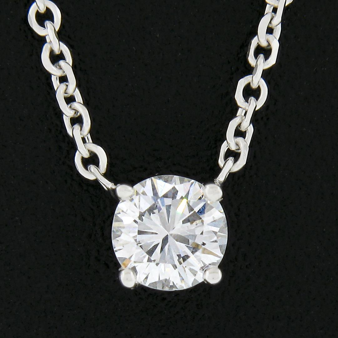 New 14K Gold.33 ctw Round Brilliant Diamond Solitaire Pendant w/ Adjustable Chai