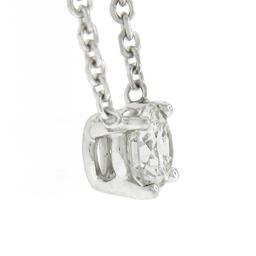 New 14K Gold.33 ctw Round Brilliant Diamond Solitaire Pendant w/ Adjustable Chai
