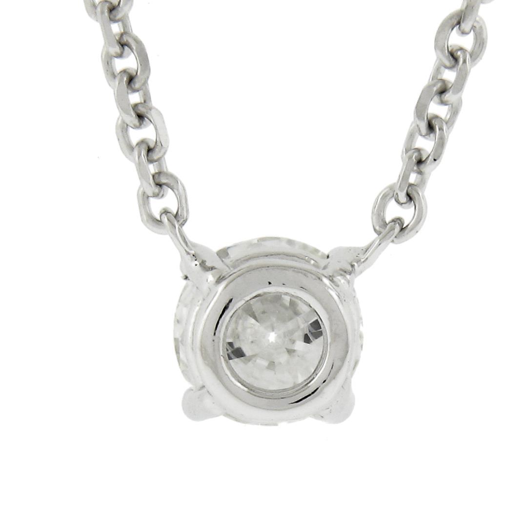 New 14K Gold.33 ctw Round Brilliant Diamond Solitaire Pendant w/ Adjustable Chai